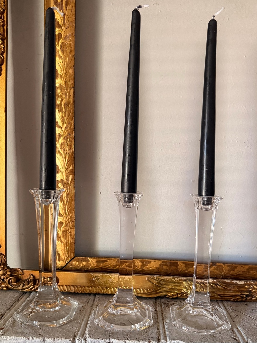 Clear Glass Taper Candle Holders set of 3 - Elegant Home Accents